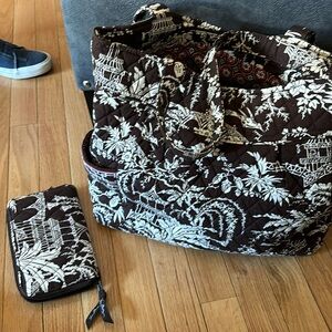 Vera Bradley large tote with matching wallet. Sold as a set.